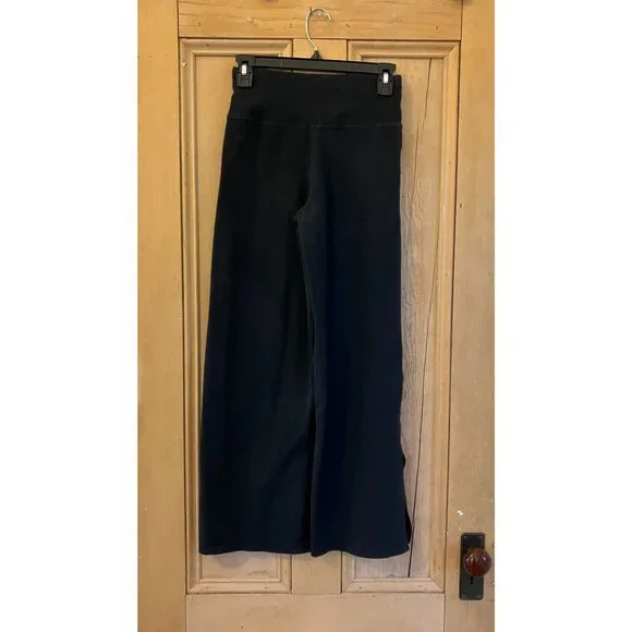 Pact Organic Womens Wide Leg Split Hem Pull On Knit Pants Size XS Black AN EXC - Picture 8 of 11